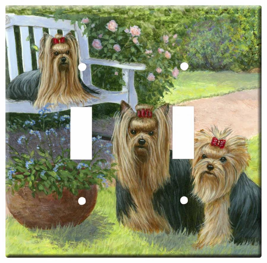 Yorkie Picture 1A Double Light Switch Plate