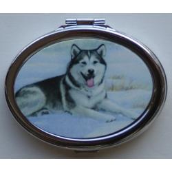 Alaska Malamute 1 Oval Compact Mirror