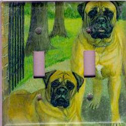 Bullmastiff Picture Double Light Switch Plate #4A