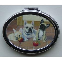 French Bulldog Picture Oval Compact Mirror #1A