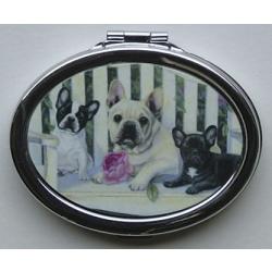 French Bulldog Picture Oval Compact Mirror #6