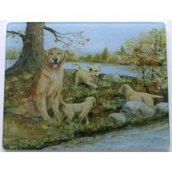 Golden Retriever 3 Tempered Glass Cutting Board