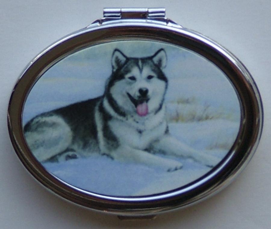 Alaska Malamute Picture Oval Compact Mirror #1
