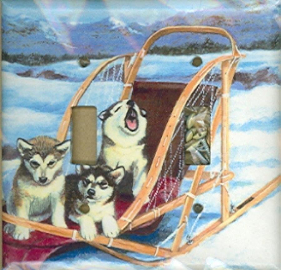 Alaskan Malamute 3B Double Light Switch Plate