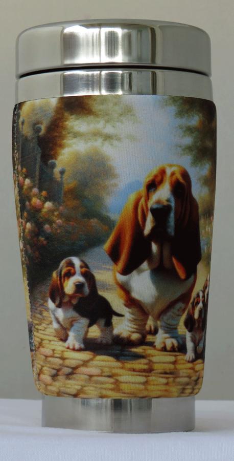 Basset 13 travel mug left
