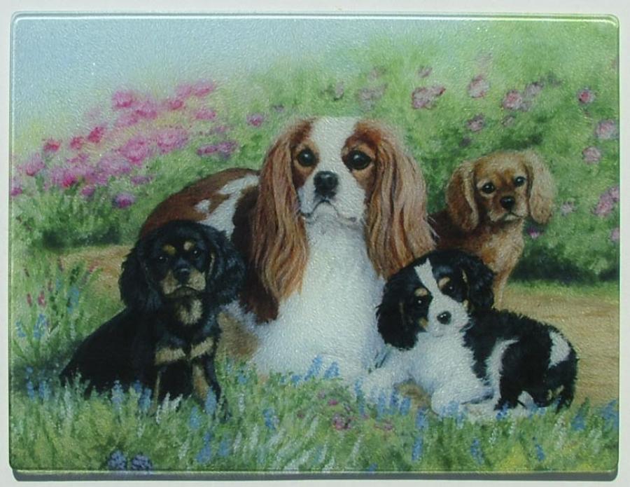 Cavalier King Charles Spaniel 4 Tempered Glass Cutting Board