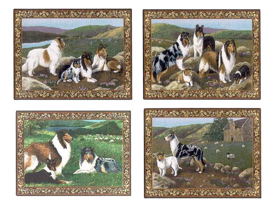 Collie Dog Tapestry Placemat Set of Four Collie placemat set