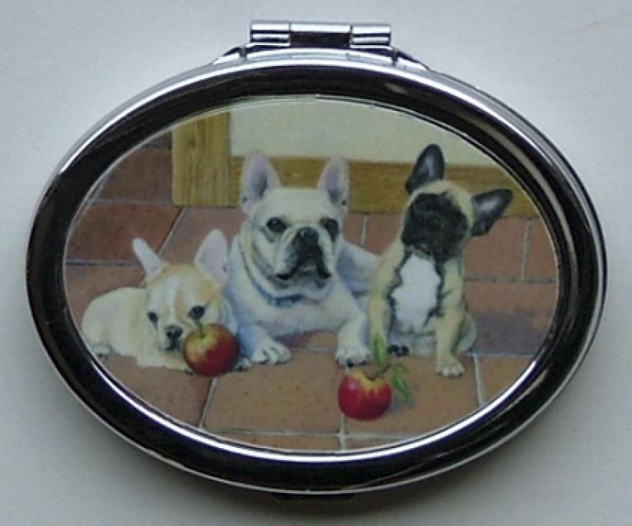 French Bulldog Picture Oval Compact Mirror #1A