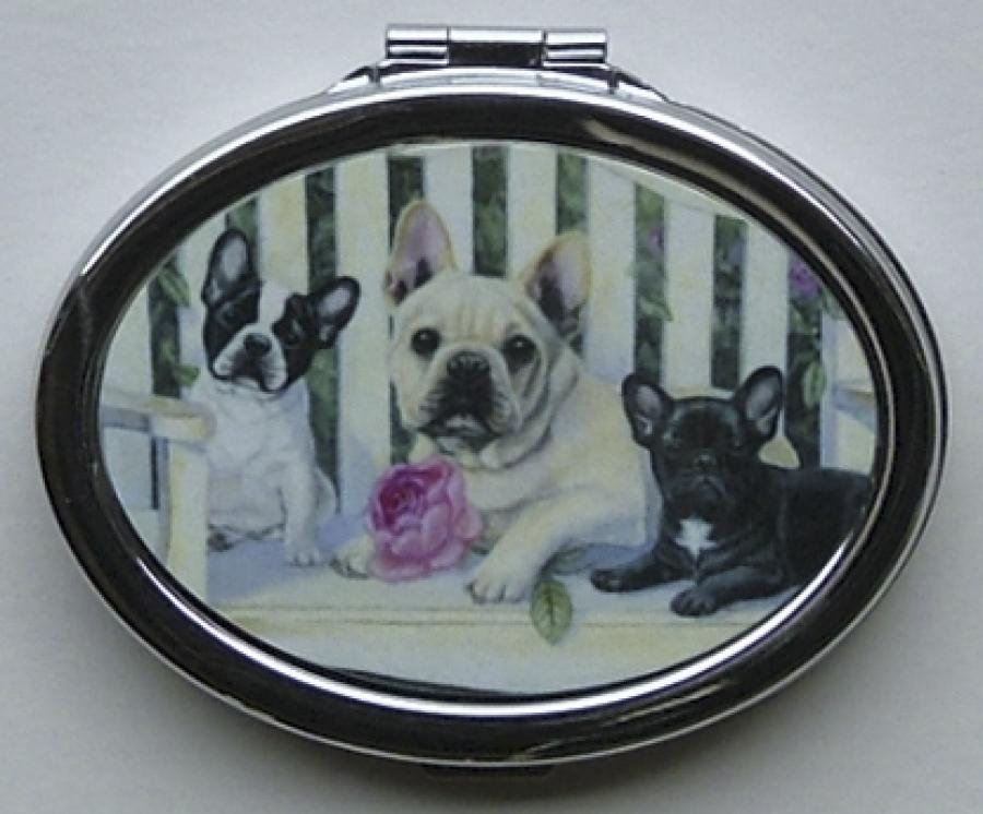 French Bulldog Picture Oval Compact Mirror #6