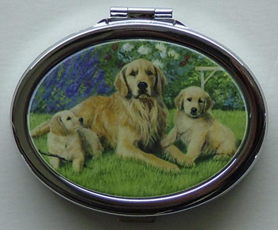 Golden Retriever Oval Compact Mirror #1