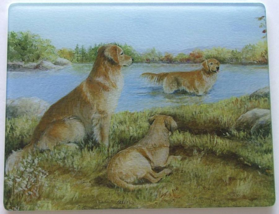 Golden Retriever 2 Tempered Glass Cutting Board