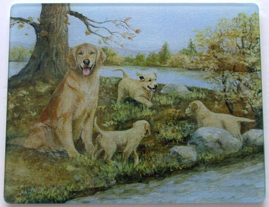 Golden Retriever 3 Tempered Glass Cutting Board