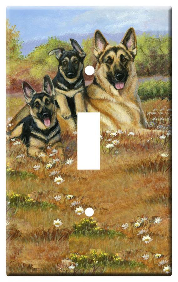 German Shepherd Picture 3A Single Light Switch Plate GSD 3a slsp