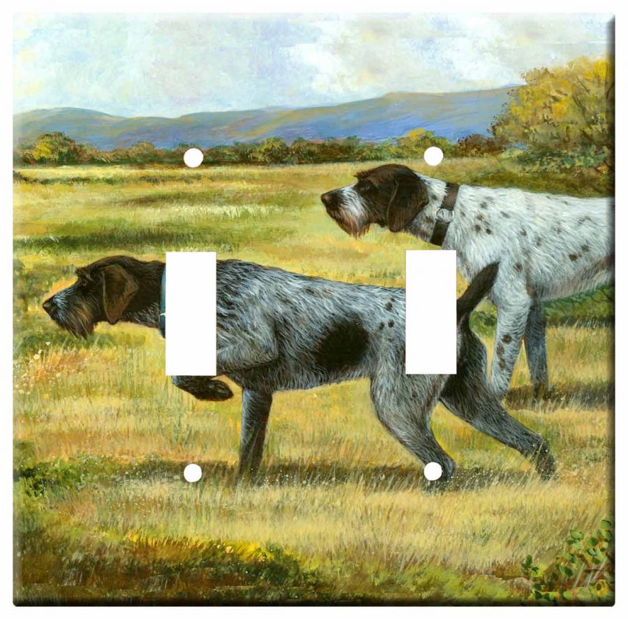 German Wiredhaired Pointer Picture Double Light Switch Plate #1A GWP 1a-dlsp