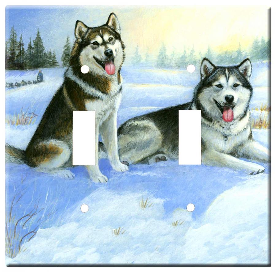 Alaskan Malamute 1A Double Light Switch Plate Alaskan Mal 1A DLSP