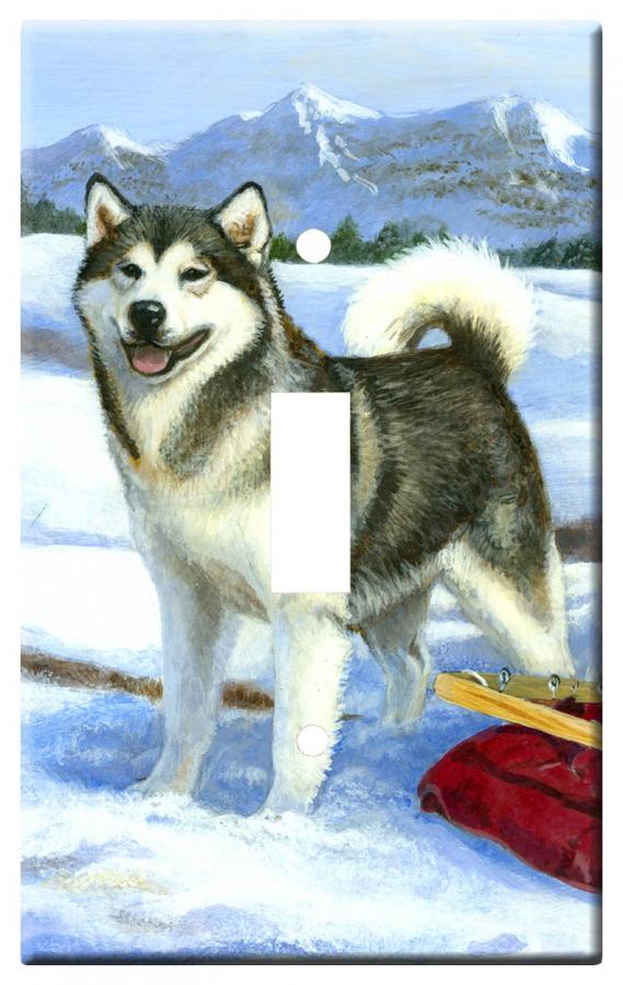 Alaskan Malamute 3A Single Light Switch Plate Alaskan Mal 3A SLSP