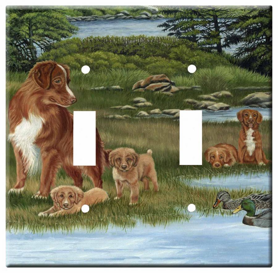 Nova Scotia Duck Tolling Retriever Picture 1A Double Light Switch Plate Toller 1a-dlsp