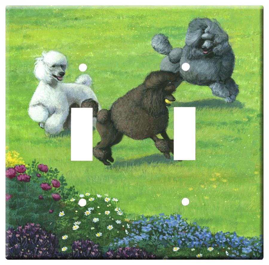 Poodle Picture 1A Double Light Switch Plate Poodle 1a dlsp