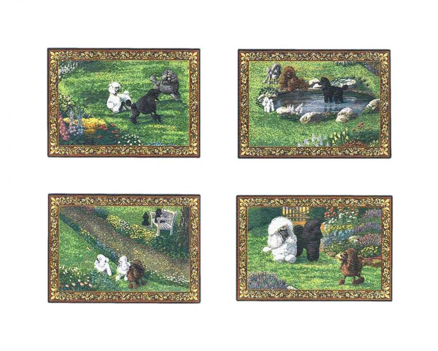 Poodle Tapestry Dog Placemat Set of Four Poodle placemat set