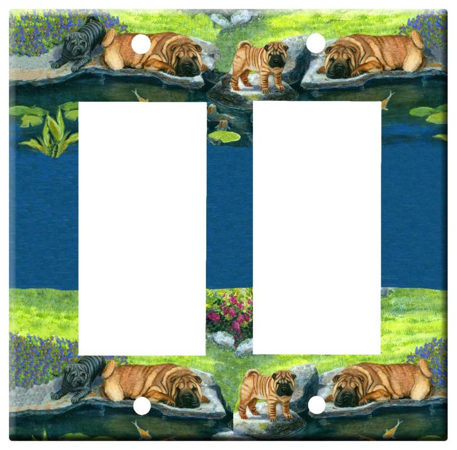 Shar Pei Picture 3A Rocker Double Light Switch Plate Shar Pei 3a-rdlsp