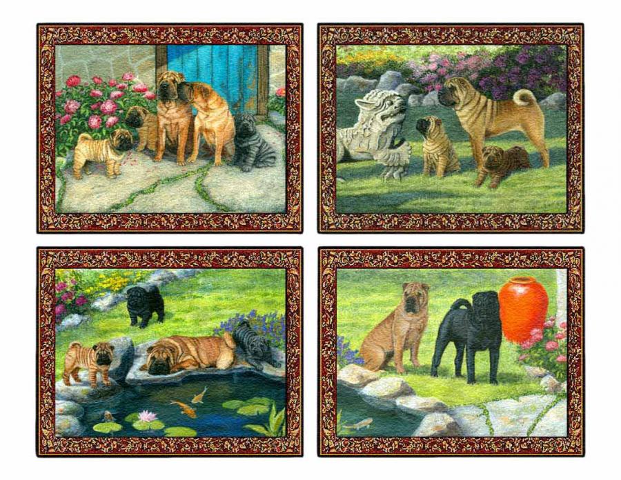Shar Pei Tapestry Placemat Set of Four Shar Pei placemat set