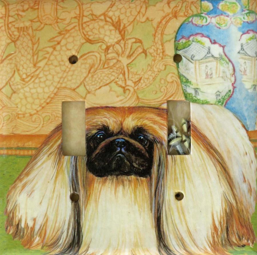 Pekingese 5A Double Toggle Light Switch Plate