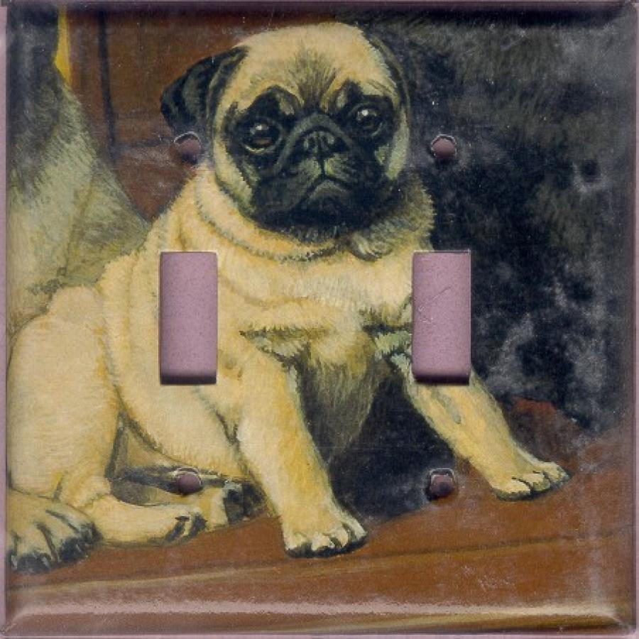 Pug Picture Double Light Switch Plate #1B