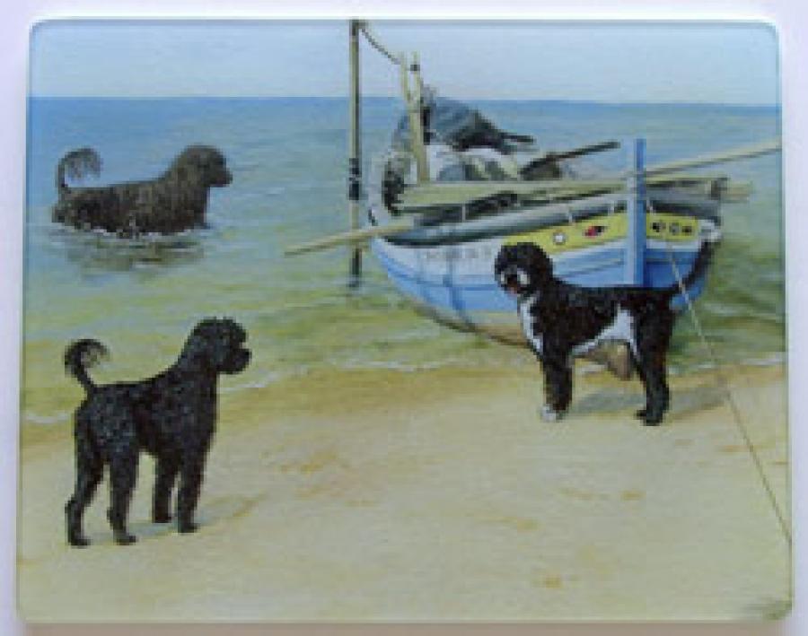 Portuguese Water Dog 2 Tempered Glass Cutting Board