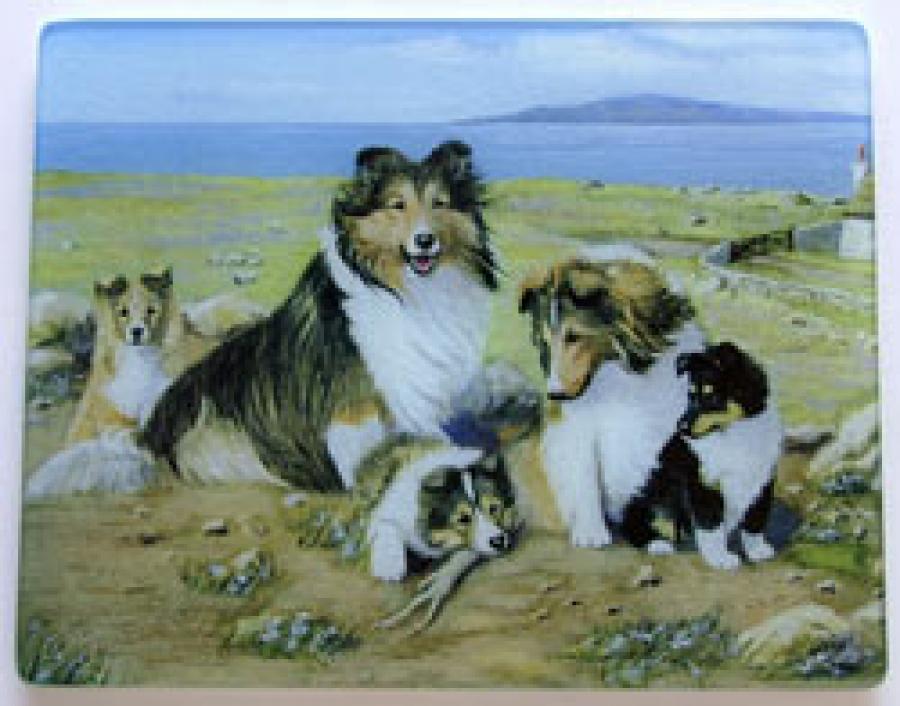 Sheltie 3 Tempered Glass Cutting Board