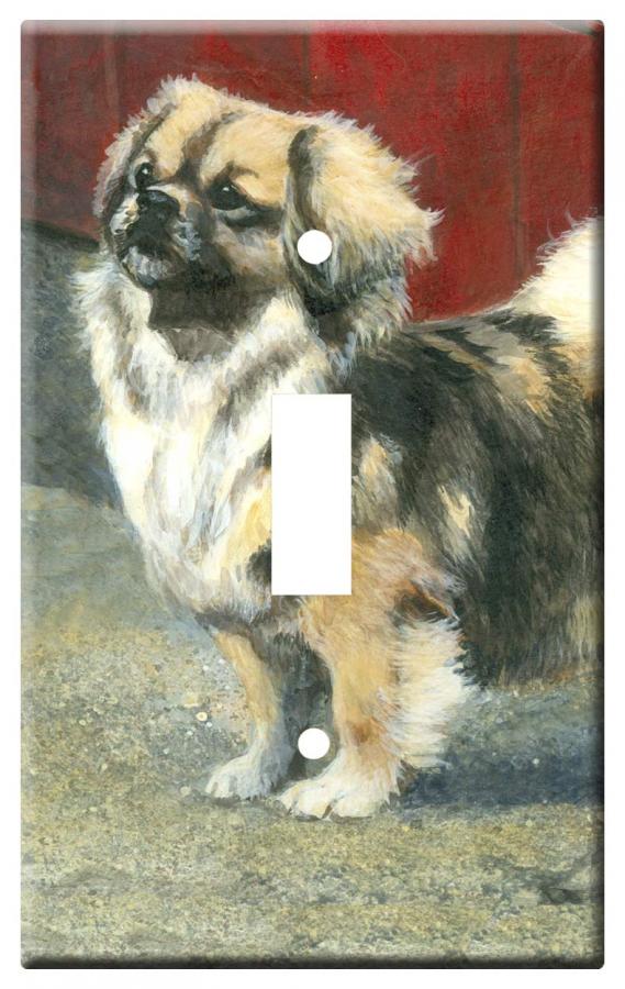 Tibetan Spaniel Picture 3B Single Light Switch Plate Tibetan Spaniel 3b-slsp