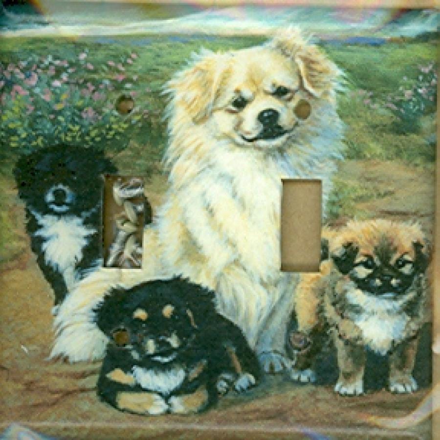 Tibetan Spaniel Picture Double Light Switch Plate #2B