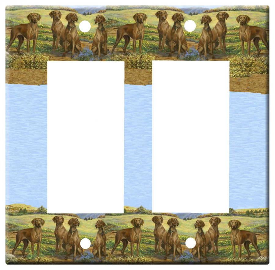 Vizsla Picture 4A Double Rocker Light Switch Plate Vizsla 4a-rdlsp