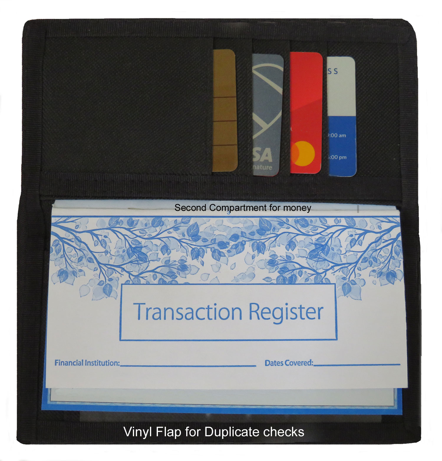 checkbook interior with cards