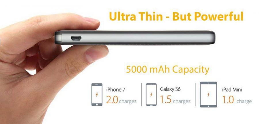 power bank size- side view