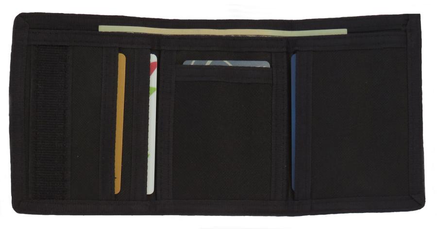 Trifold wallet interior with contents