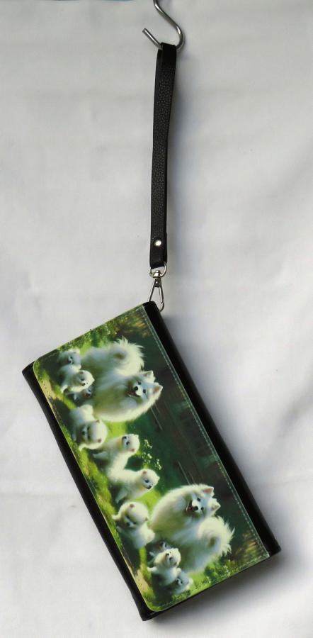 American Eskimo 11 clutch wallet with wrist band