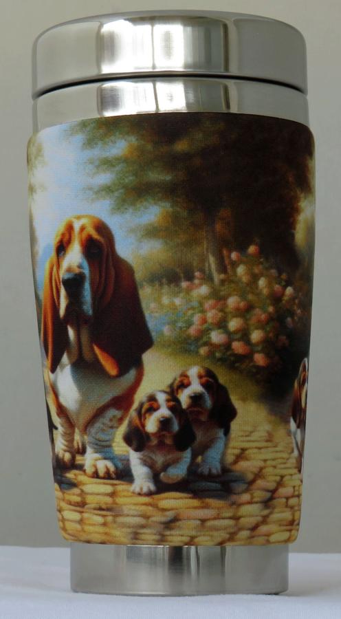 Basset 13 travel mug front