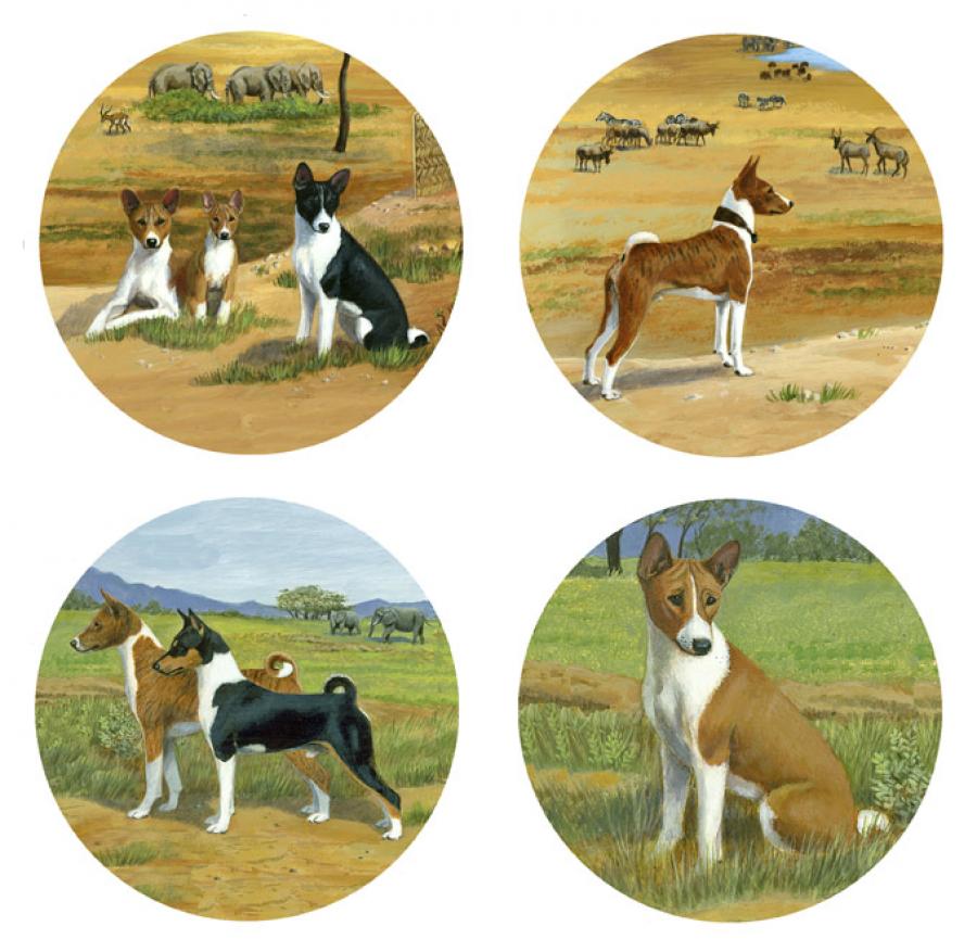 Basenji coaster set