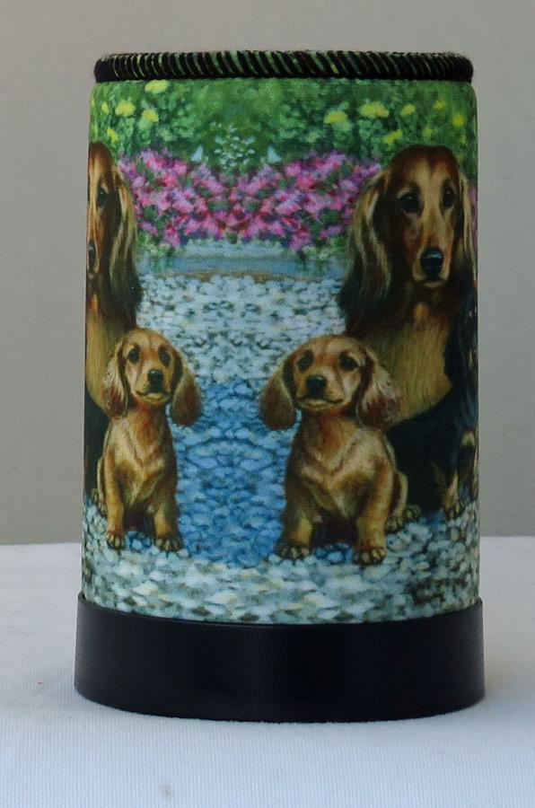 Dachshund 2 koozie - front