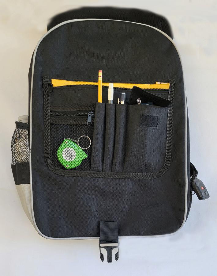 backpack front with supplies