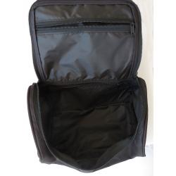 Travel bag interior with ziper open- showing 2 interior pockets