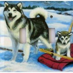 Alaskan Malamute Double Light Switch Plate 3B Alaskan Mal 3A DLSP-P