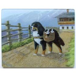 Bernese Mt Dog 2 Tempered Glass Cutting Board