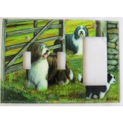 Beardie 4A metal toggle/Rocker Triple metal light switch plate