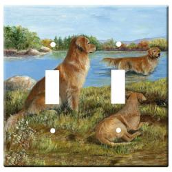 Golden Retriever Picture 2A Double Light Switch Plate Golden 2a dlsp